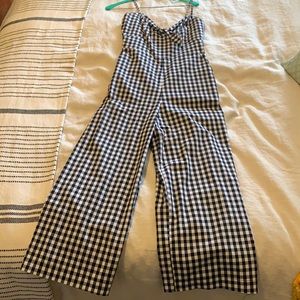 Gingham wide leg jumpsuit